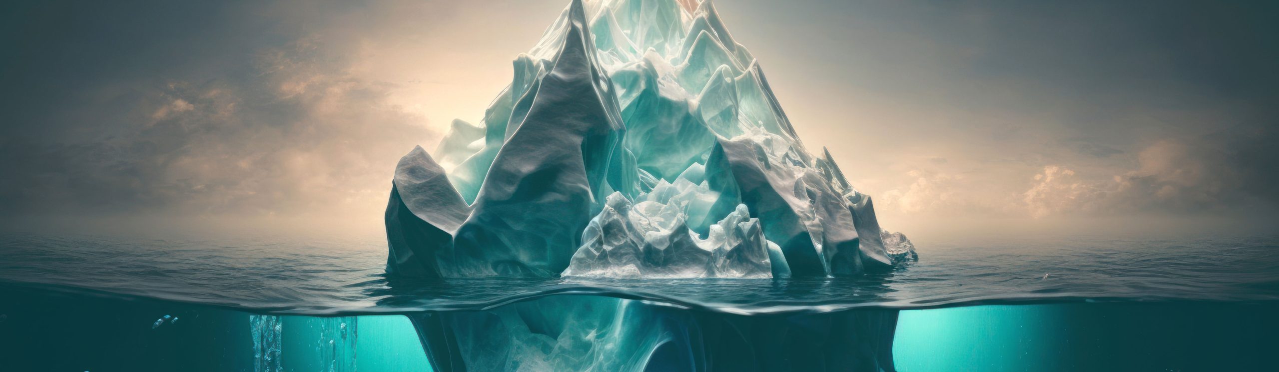 iceburg above and below the water (climate science concept)