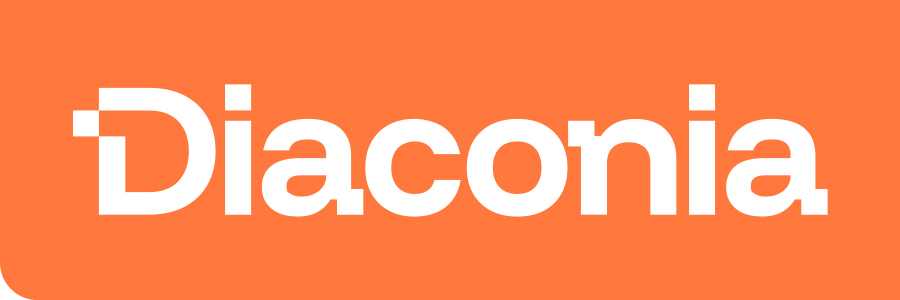 Diaconia logo on orange background